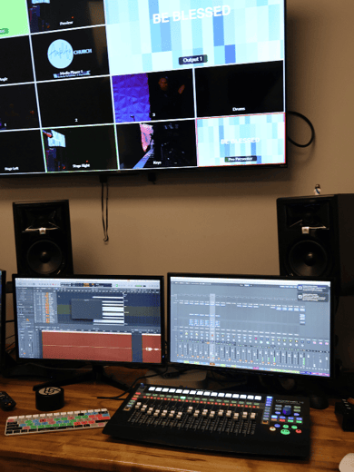 livestream mix room at a church