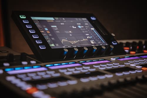 A photo of a livestream mixing console A photo of a livestream mixing console